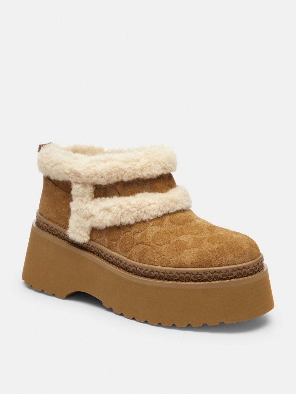 New Coach Christina Bootie Shoes In Signature Suede